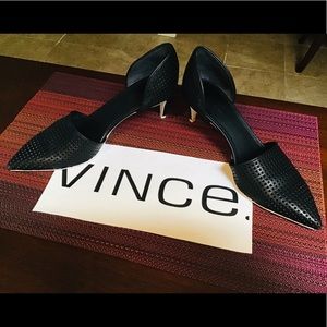 Vince Aurelian d’Orsay kitten heel black pumps